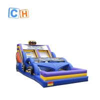 CH Hot sale Inflatable hero dry & wet slide, Colorful inflatable superhero double lane slide for sale