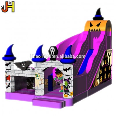 Commercial Use Halloween Inflatable Combo Bouncy Castle With Slide Inflatable Halloween Slide Haunted House Slide For Sale